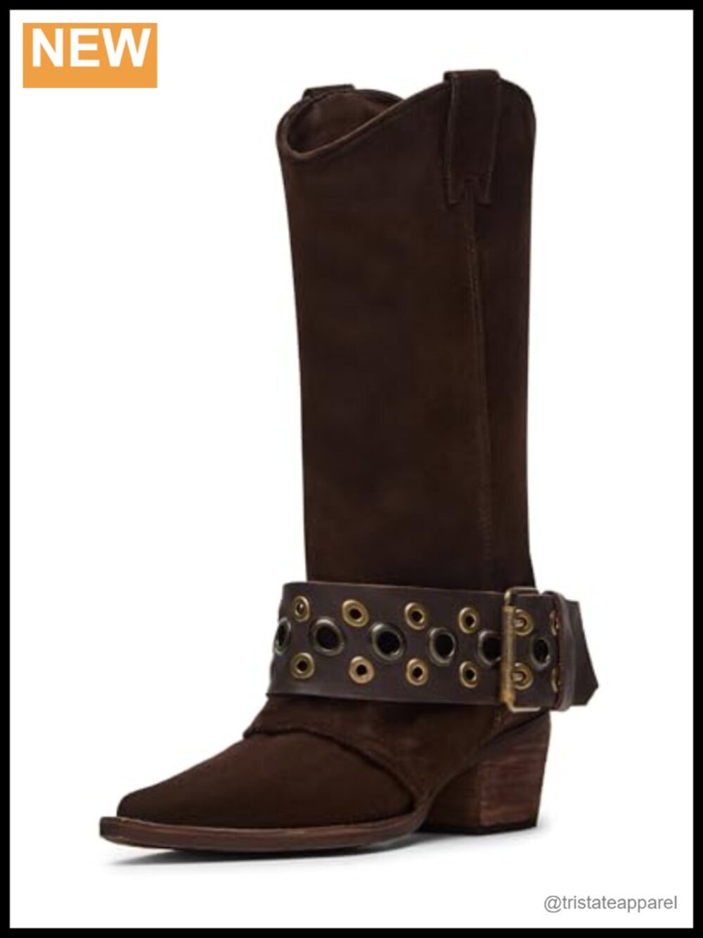 Suede Calf High Motorcycle Boots with Block Heel